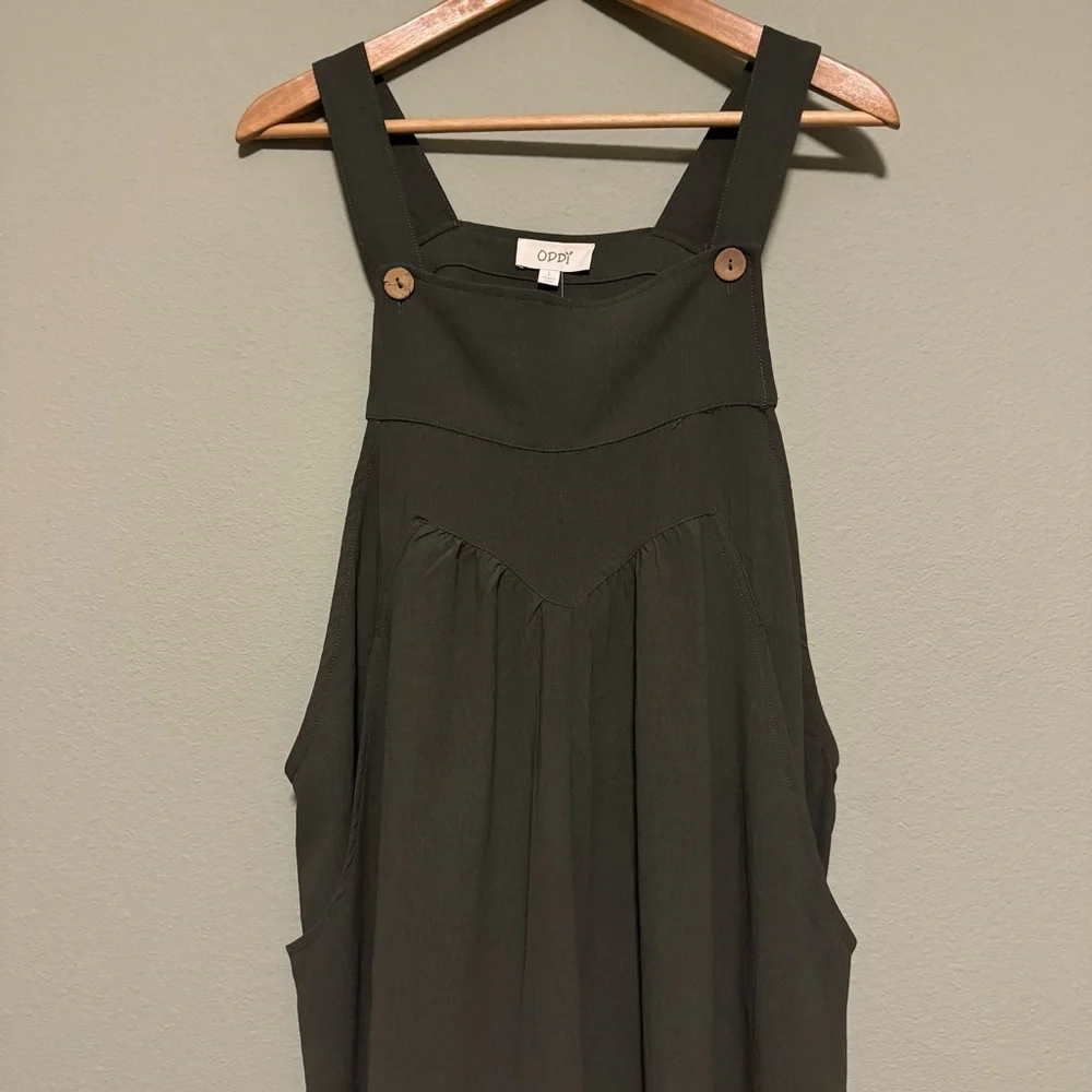 Oddy Olive Sleeveless Woven Jumpsuit - Size Large - Picture 2 of 9
